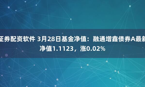 证券配资软件 3月28日基金净值：融通增鑫债券A最新净值1.1123，涨0.02%