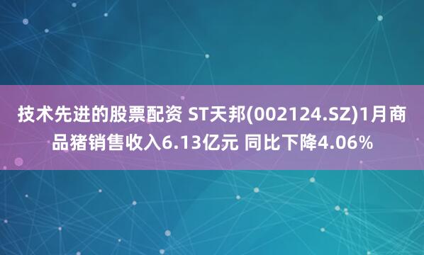 技术先进的股票配资 ST天邦(002124.SZ)1月商品猪销售收入6.13亿元 同比下降4.06%