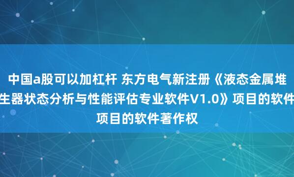 中国a股可以加杠杆 东方电气新注册《液态金属堆蒸汽发生器状态分析与性能评估专业软件V1.0》项目的软件著作权
